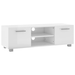 vidaXL Mueble para TV madera ingeniería blanco brillante 110x40x35 cm