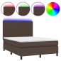 vidaXL Cama box spring colchón y LED cuero sintético marrón 140x190 cm vidaXL Cama box spring colchón y LED cuero sintético marrón 140x190 cm