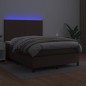 vidaXL Cama box spring colchón y LED cuero sintético marrón 140x190 cm vidaXL Cama box spring colchón y LED cuero sintético marrón 140x190 cm