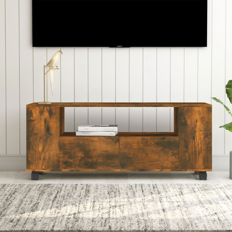 vidaXL Mueble para TV madera contrachapada roble ahumado 120x35x48 cm vidaXL Mueble para TV madera contrachapada roble ahumado 120x35x48 cm