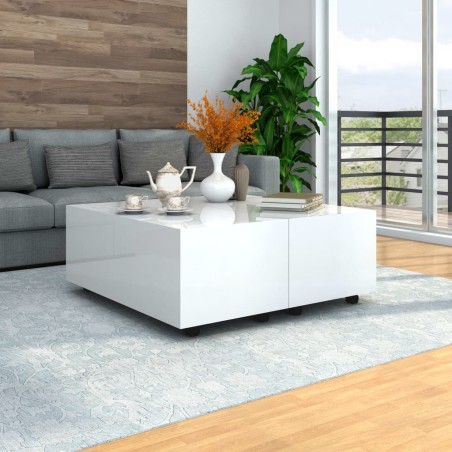 vidaXL Mesa de centro blanco brillante 100x100x35 cm