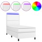 vidaXL Cama box spring y colchón LED cuero sintético blanco 90x200 cm vidaXL Cama box spring y colchón LED cuero sintético blanco 90x200 cm