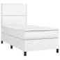 vidaXL Cama box spring y colchón LED cuero sintético blanco 90x200 cm vidaXL Cama box spring y colchón LED cuero sintético blanco 90x200 cm