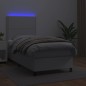 vidaXL Cama box spring y colchón LED cuero sintético blanco 90x200 cm vidaXL Cama box spring y colchón LED cuero sintético blanco 90x200 cm