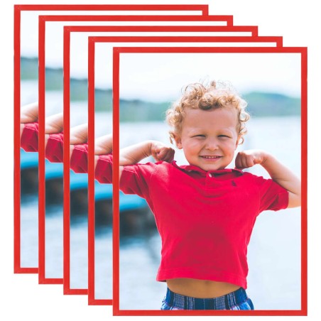 vidaXL Marcos de foto collage de pared/mesa 5 uds rojo MDF 42x59,4 cm