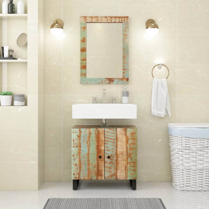vidaXL Mueble de lavabo madera reciclada madera ingeniería 62x33x58 cm vidaXL Mueble de lavabo madera reciclada madera ingeniería 62x33x58 cm