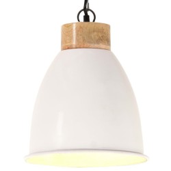 vidaXL Lámpara colgante industrial hierro blanco y madera 23 cm E27