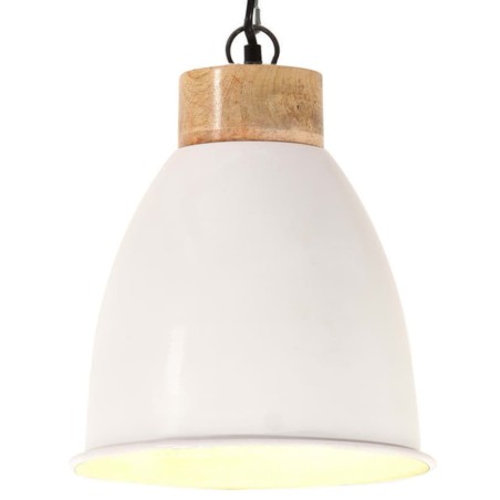vidaXL Lámpara colgante industrial hierro blanco y madera 23 cm E27