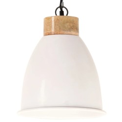 vidaXL Lámpara colgante industrial hierro blanco y madera 23 cm E27