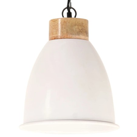 vidaXL Lámpara colgante industrial hierro blanco y madera 23 cm E27
