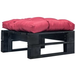 vidaXL Otomana de palets de jardín con cojín rojo madera negra