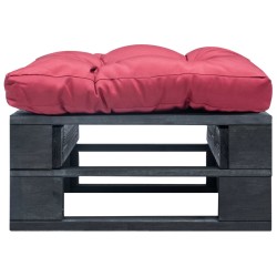 vidaXL Otomana de palets de jardín con cojín rojo madera negra