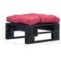 vidaXL Otomana de palets de jardín con cojín rojo madera negra vidaXL Otomana de palets de jardín con cojín rojo madera negra