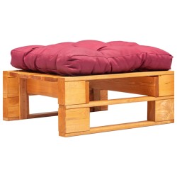 vidaXL Otomana de jardín de palés cojín rojo madera marrón miel