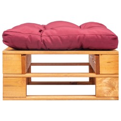 vidaXL Otomana de jardín de palés cojín rojo madera marrón miel
