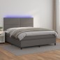 vidaXL Cama box spring colchón y LED cuero sintético gris 140x190 cm vidaXL Cama box spring colchón y LED cuero sintético gris 140x190 cm