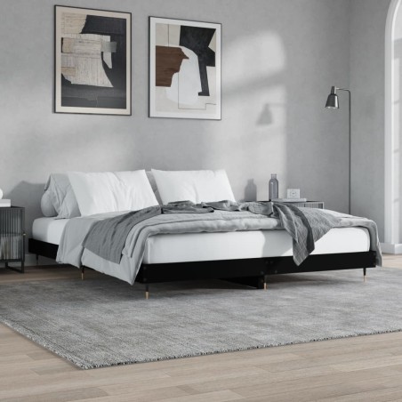 vidaXL Estructura de cama madera de ingeniería negra 180x200 cm