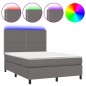 vidaXL Cama box spring colchón y LED cuero sintético gris 140x190 cm vidaXL Cama box spring colchón y LED cuero sintético gris 140x190 cm