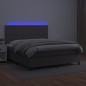 vidaXL Cama box spring colchón y LED cuero sintético gris 140x190 cm vidaXL Cama box spring colchón y LED cuero sintético gris 140x190 cm