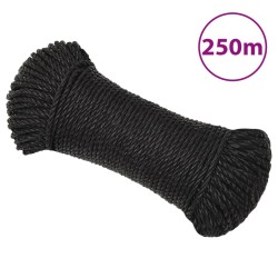vidaXL Cuerda de trabajo polipropileno negro 6 mm 250 m