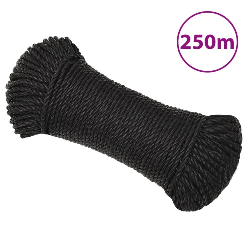 vidaXL Cuerda de trabajo polipropileno negro 6 mm 250 m vidaXL Cuerda de trabajo polipropileno negro 6 mm 250 m