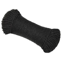 vidaXL Cuerda de trabajo polipropileno negro 6 mm 250 m