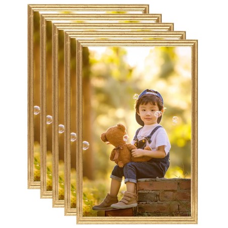 vidaXL Marcos de foto collage de pared/mesa 5 uds dorado MDF 59,4x84cm
