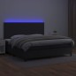 vidaXL Cama box spring colchón y LED cuero sintético negro 200x200 cm vidaXL Cama box spring colchón y LED cuero sintético negro 200x200 cm