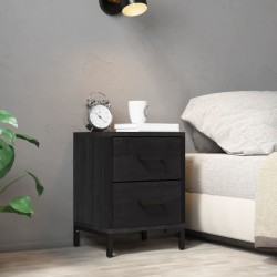 vidaXL Mesita de noche madera maciza de pino negro 36x30x45 cm