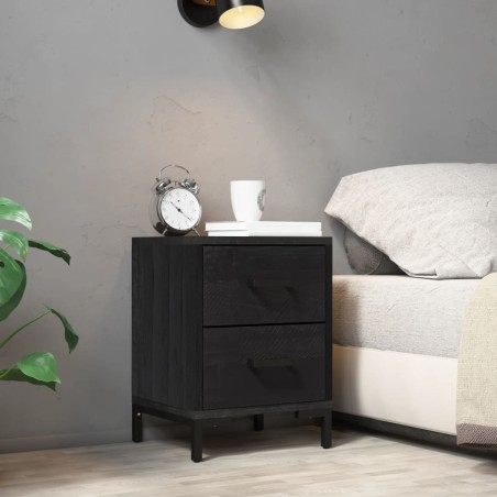 vidaXL Mesita de noche madera maciza de pino negro 36x30x45 cm