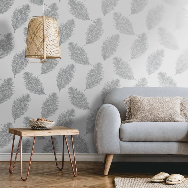 DUTCH WALLCOVERINGS Papel pintado Fawning Feather gris claro DUTCH WALLCOVERINGS Papel pintado Fawning Feather gris claro