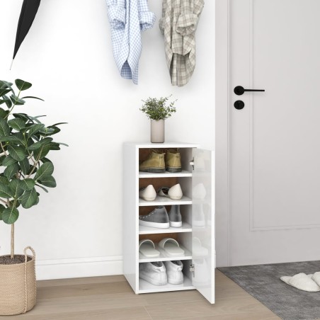 vidaXL Mueble zapatero madera contrachapada blanco brillo 32x35x70 cm