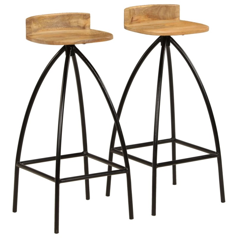 vidaXL Taburetes de cocina 2 unidades madera maciza de mango vidaXL Taburetes de cocina 2 unidades madera maciza de mango