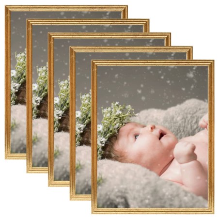 vidaXL Marcos de foto collage de pared o mesa 5 uds dorado MDF 70x90cm