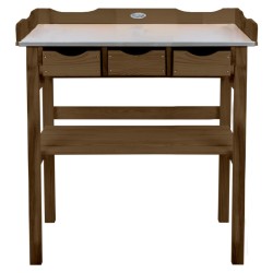 Esschert Design Mesa para macetas con cajones marrón