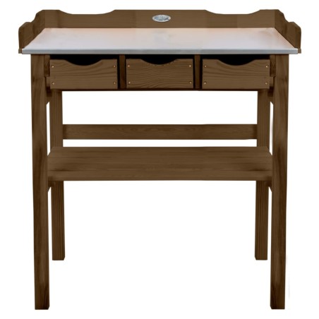 Esschert Design Mesa para macetas con cajones marrón
