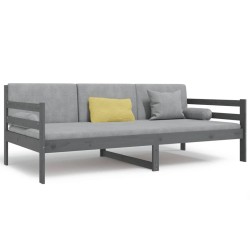 vidaXL Sofá cama madera maciza de pino gris 90x190 cm