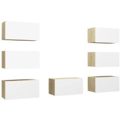 vidaXL Muebles de salón 7 piezas blanco y roble Sonoma 30,5x30x60 cm