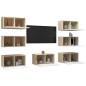 vidaXL Muebles de salón 7 piezas blanco y roble Sonoma 30,5x30x60 cm