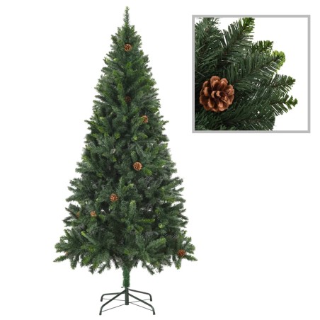 vidaXL Árbol de Navidad artificial con piñas verde 180 cm