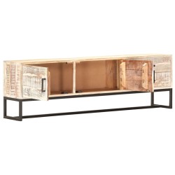 vidaXL Mueble para TV de madera maciza de acacia blanco 140x30x45 cm