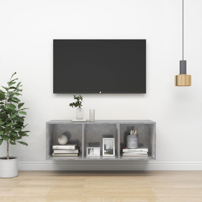 vidaXL Mueble TV pared madera contrachapada hormigón 37x37x107 cm