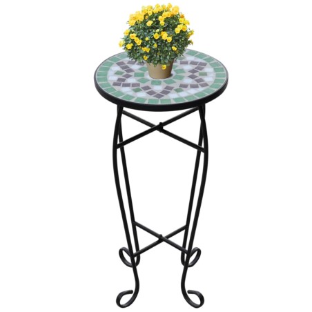 vidaXL Mesa auxiliar mosaico para plantas verde y blanca