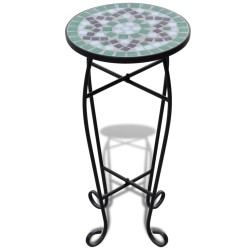 vidaXL Mesa auxiliar mosaico para plantas verde y blanca