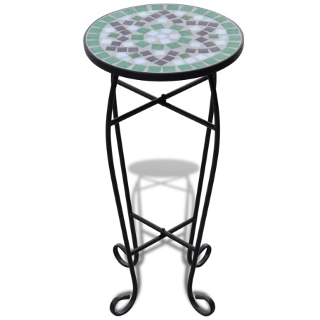 vidaXL Mesa auxiliar mosaico para plantas verde y blanca