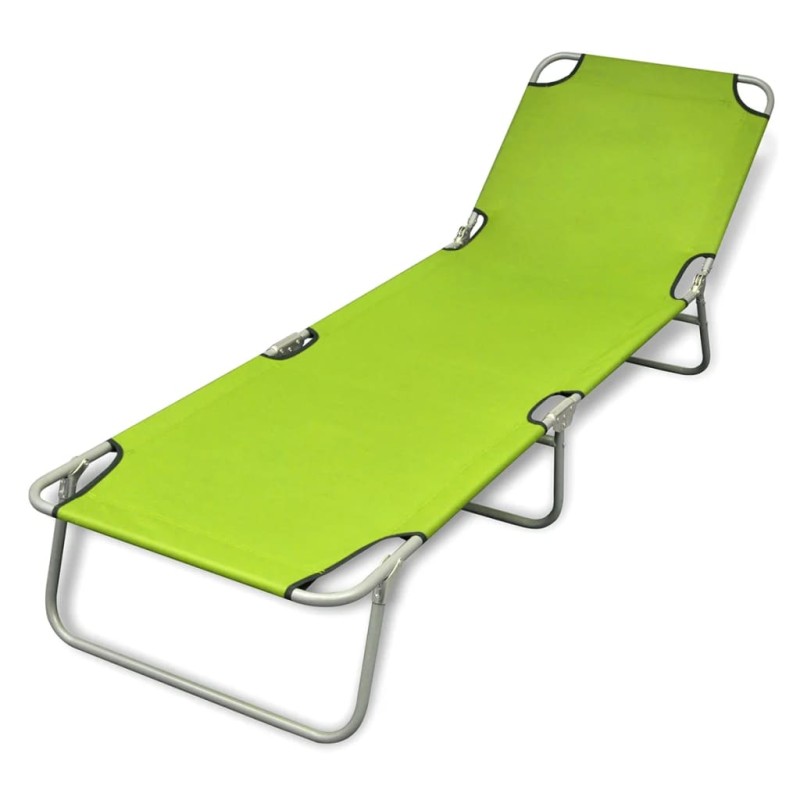 vidaXL Tumbona plegable de acero con recubrimiento polvo verde manzana vidaXL Tumbona plegable de acero con recubrimiento polvo verde manzana