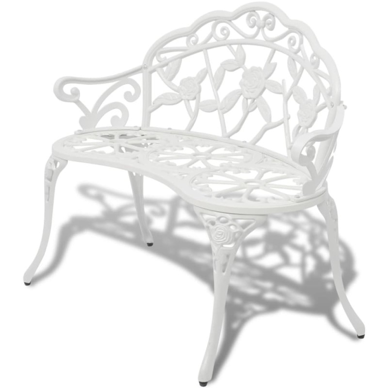 vidaXL Banco de jardín de aluminio fundido blanco 100 cm vidaXL Banco de jardín de aluminio fundido blanco 100 cm