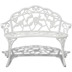 vidaXL Banco de jardín de aluminio fundido blanco 100 cm