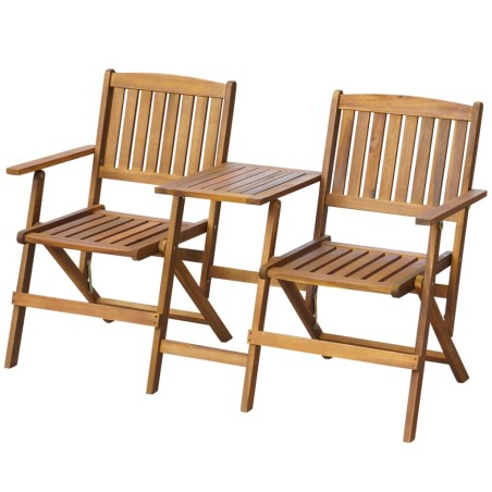 vidaXL Banco de jardín plegable con mesita 140 cm madera maciza acacia