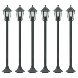 vidaXL Farolas de jardín aluminio verde oscuro E27 110 cm 6 unidades